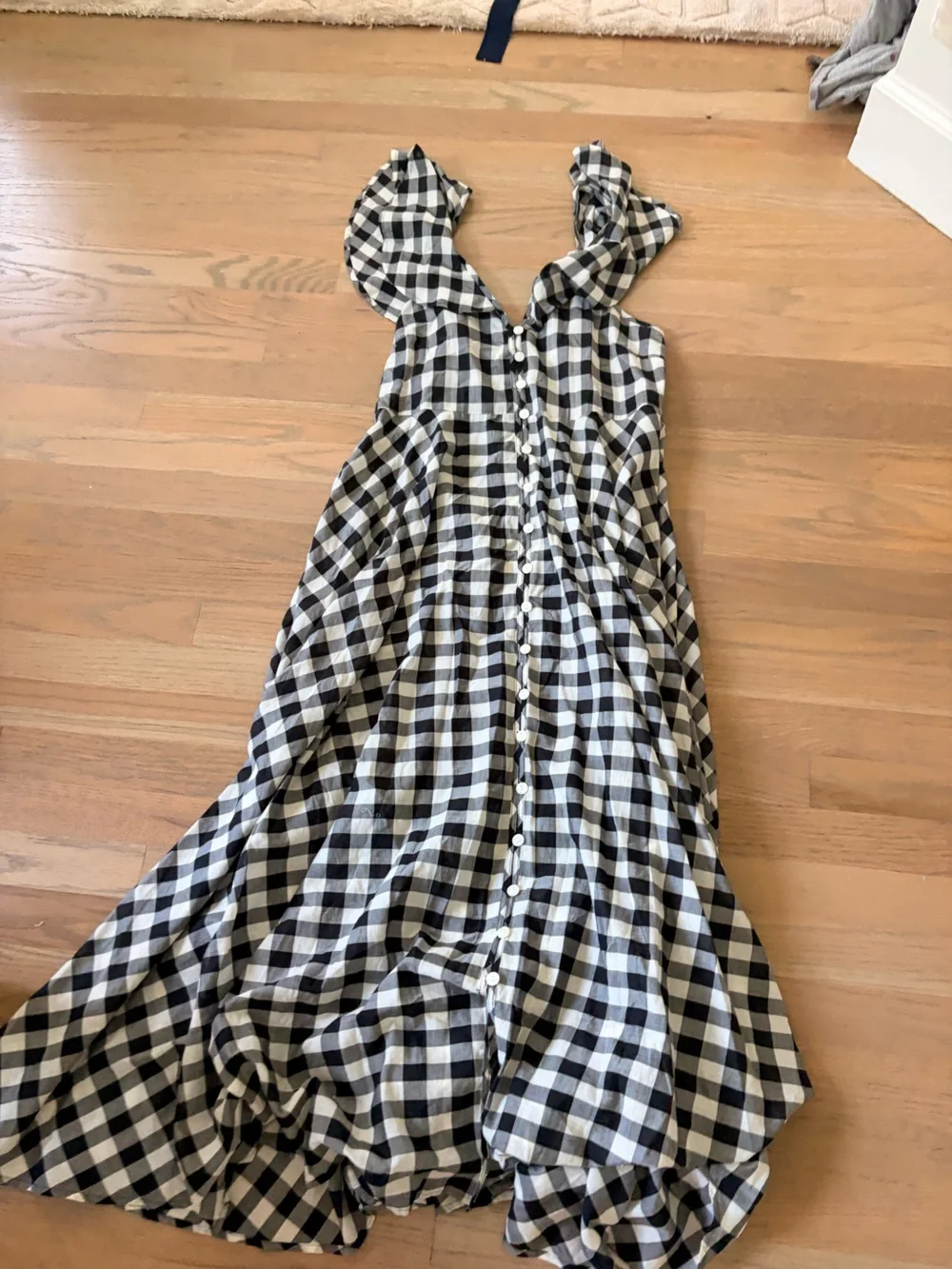 J. Crew Black and White Gingham Button-Down Sundress